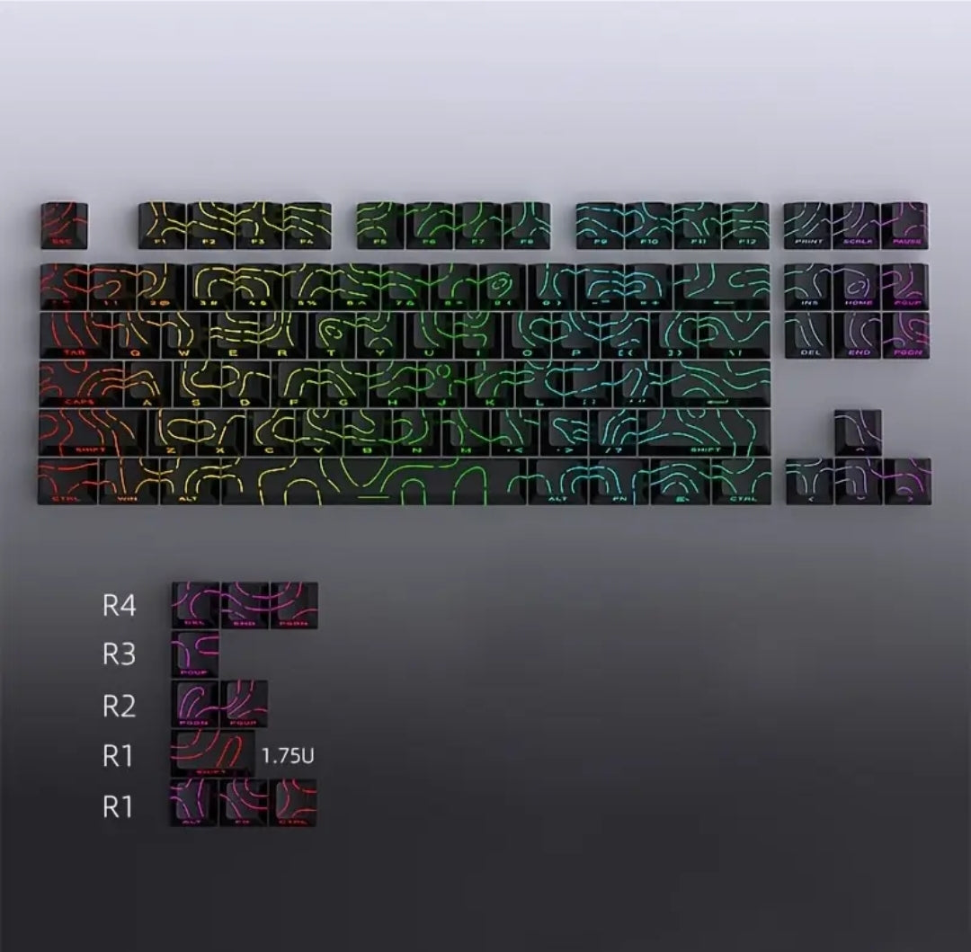 Keycaps 97 keys black contour