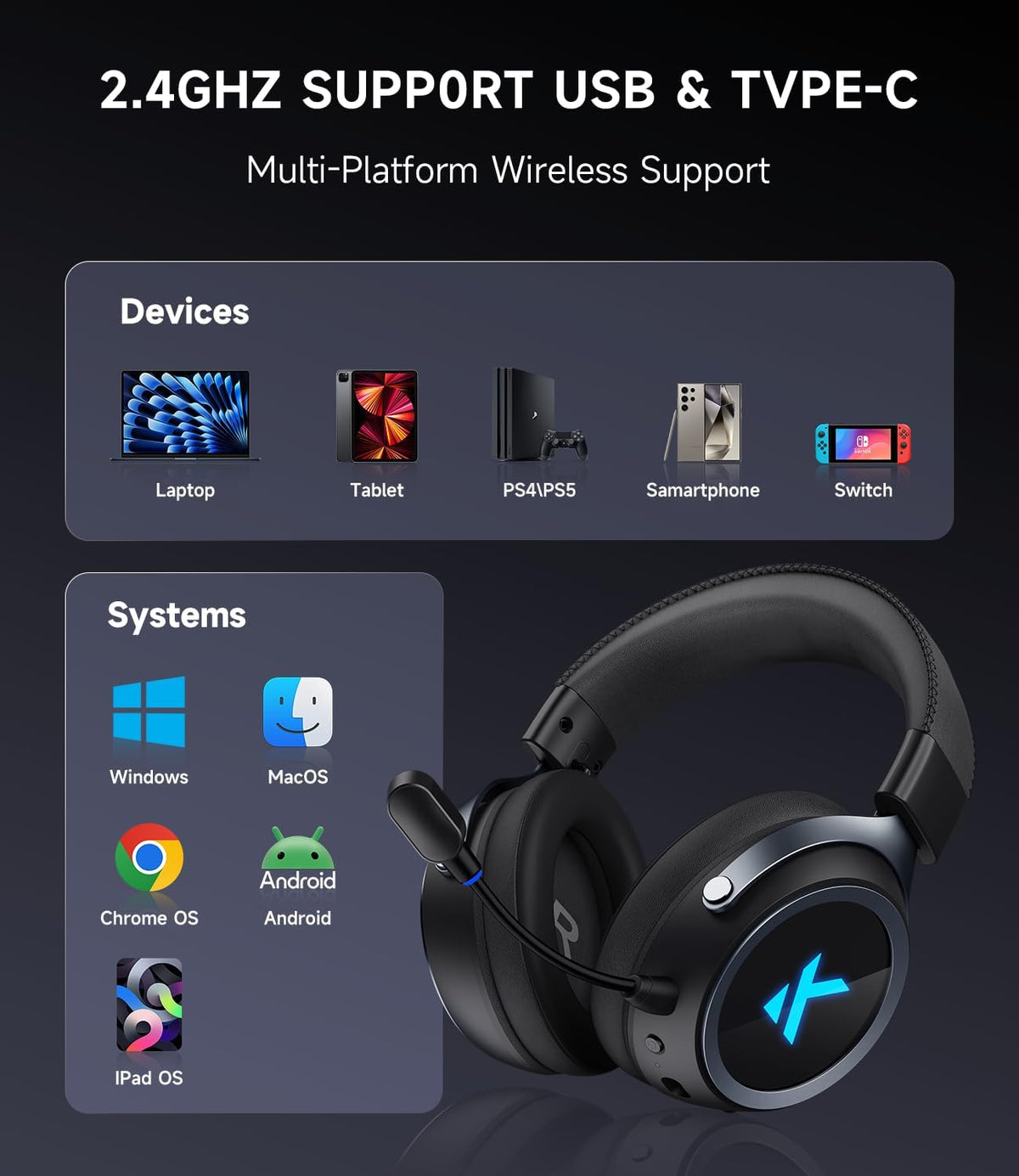 MCHOSE X9 Wireless Gaming Headset